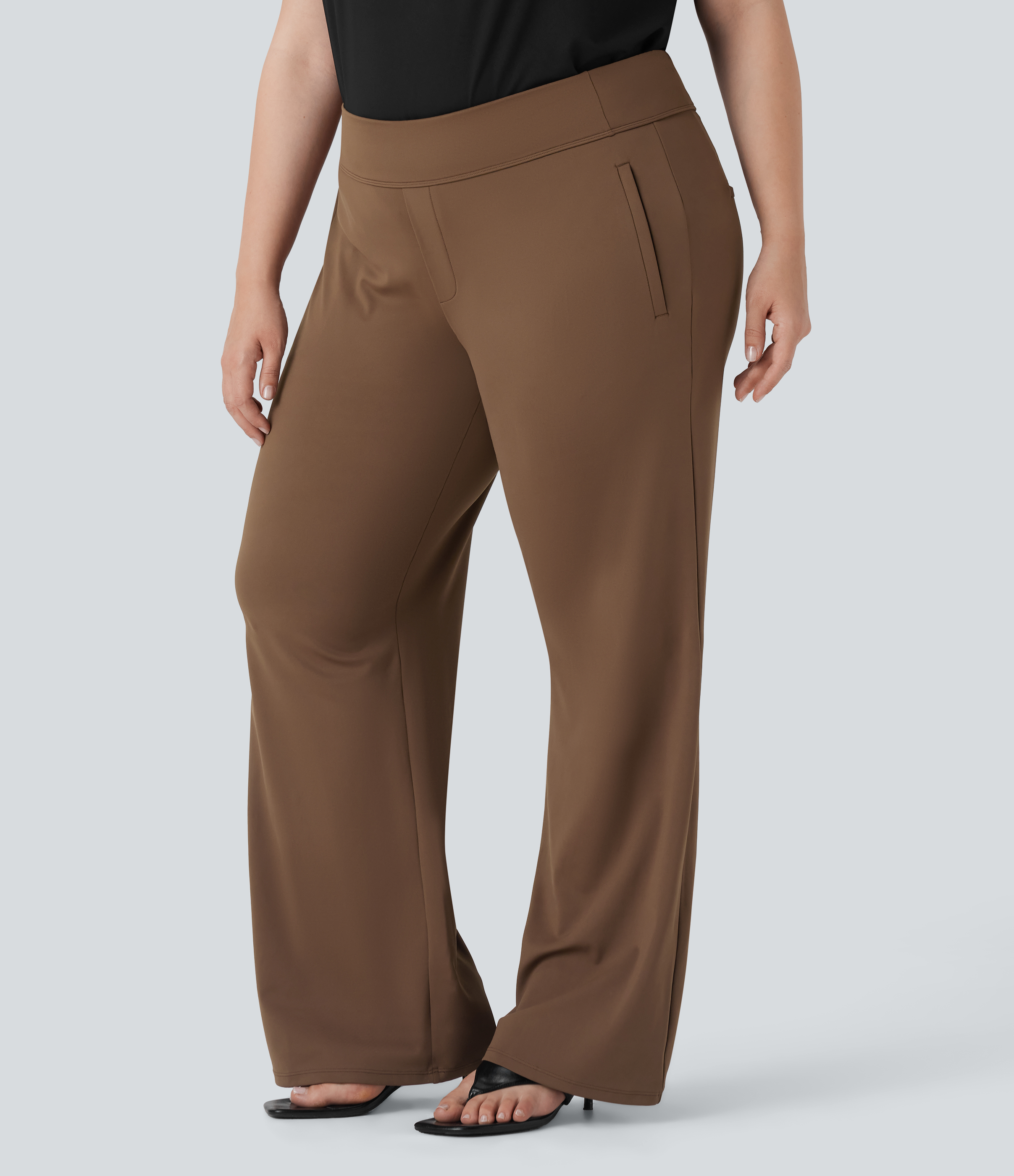 Plus Size Halara Flex™ High Waisted Work Flare Pants with Side Zip Pockets