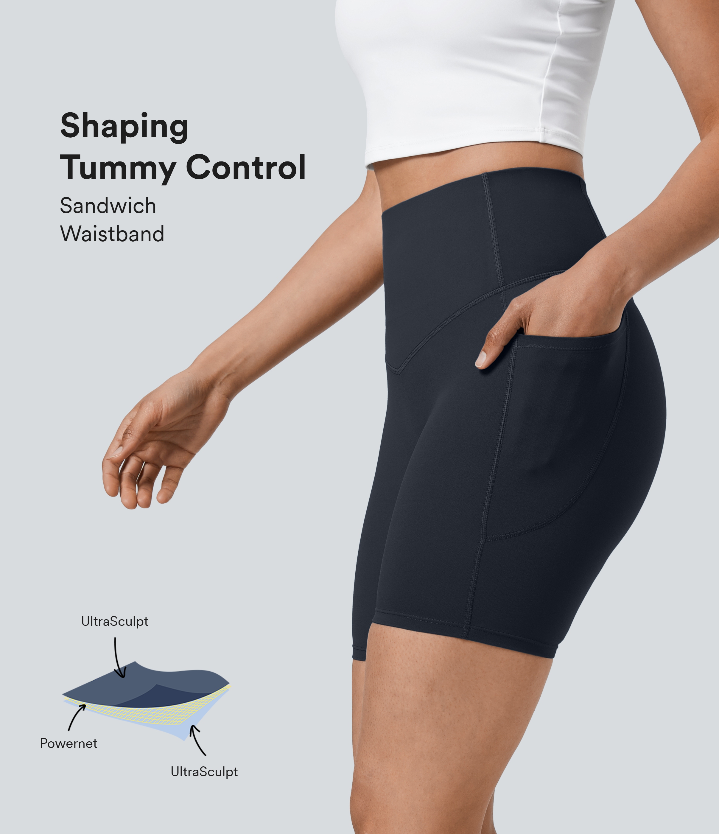 Halara UltraSculpt™ High Waisted Tummy Control Pocket Shaping Training Biker Shorts 7''
