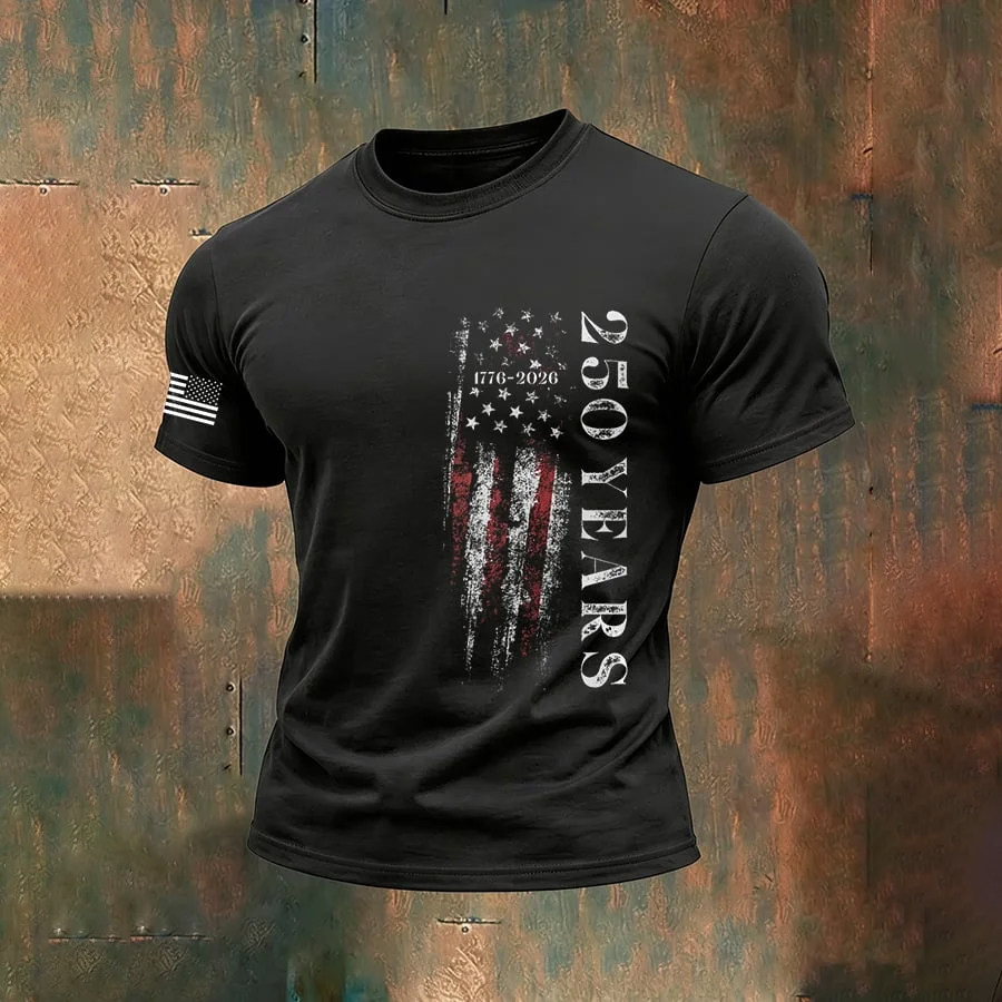Men's Casual USA 250th Anniversary Printed Short-Sleeve T-Shirt