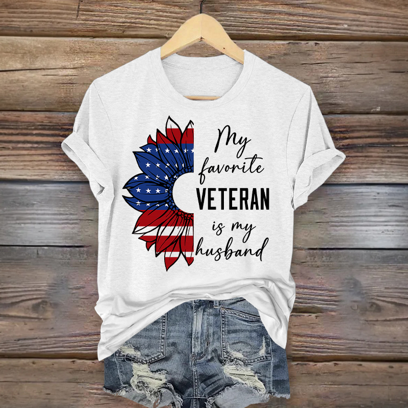 Women's Veteran Casual Printed T-shirt