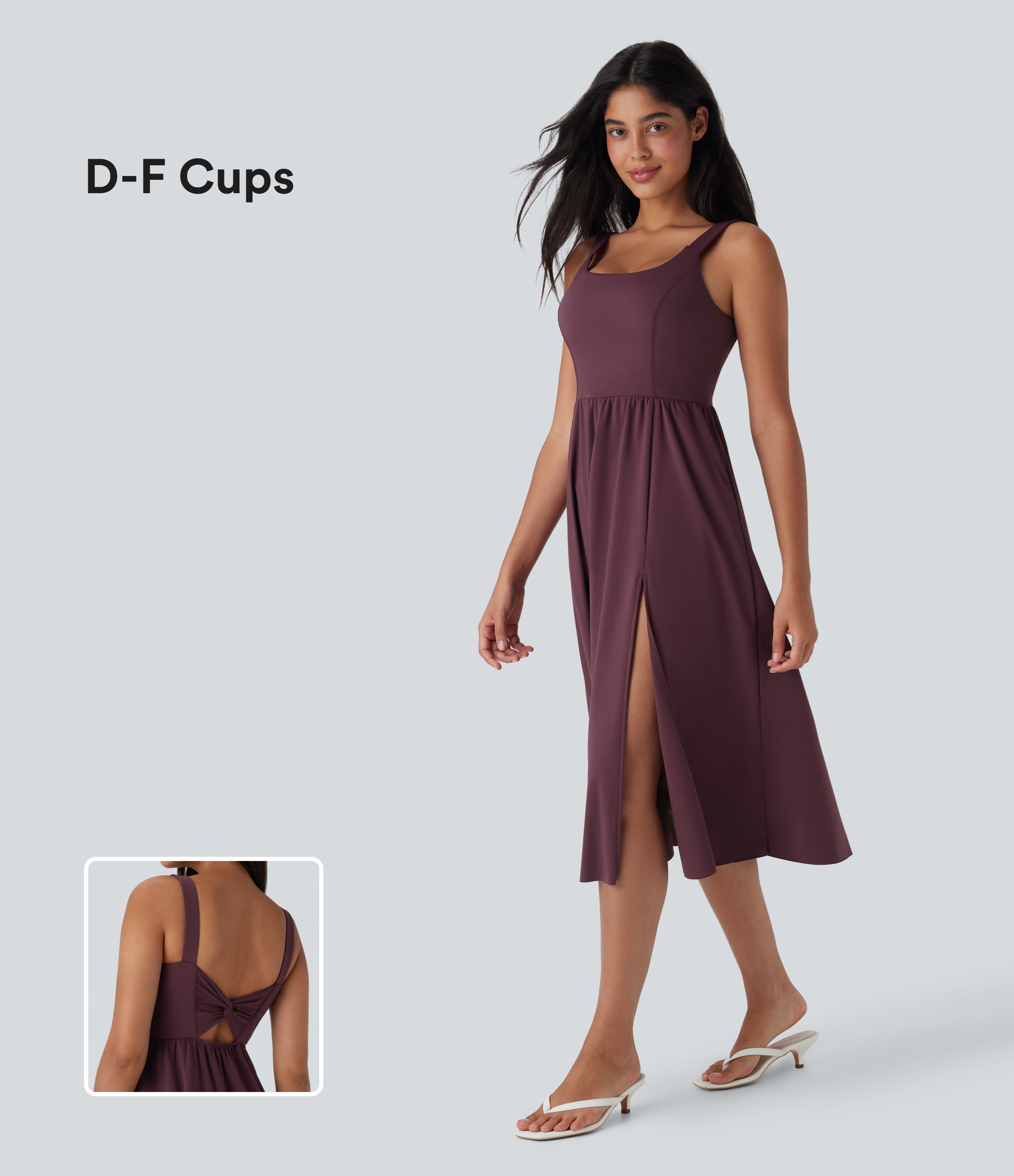 SoftlyZero™ Airy Padded Cool Touch Midi Casual Dress with Pockets D-F Cups