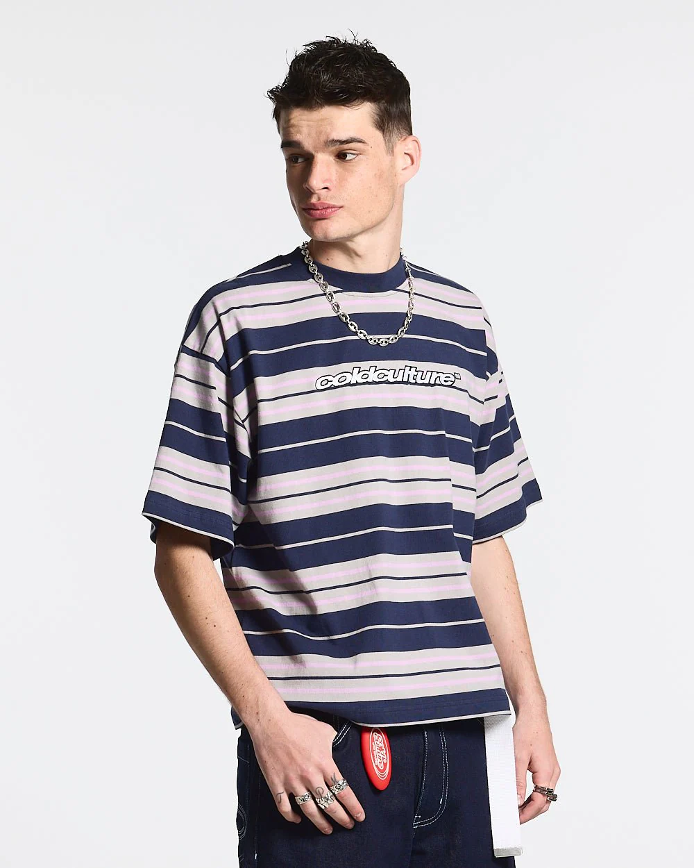 STRIPED TEE VIOLET-DARK BLUE