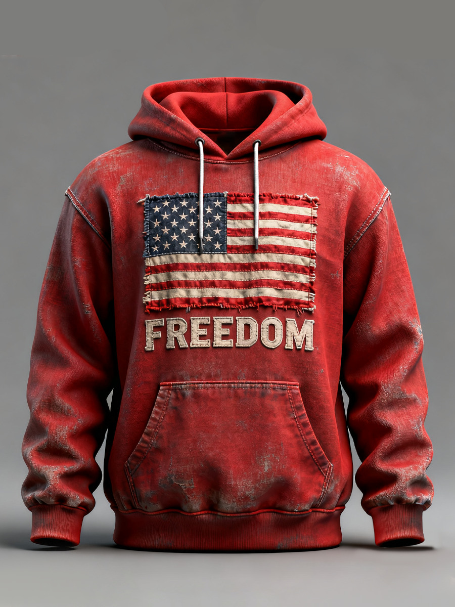Men's Freedom Printed Casual Hoodie