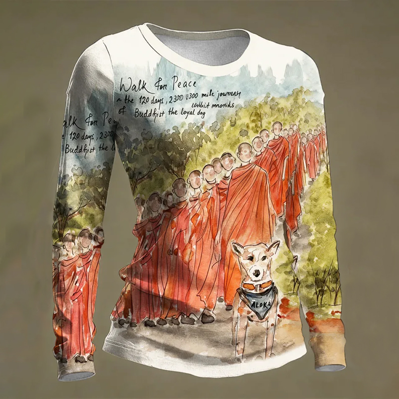 Women's Walk For Peace Print Casual Long-sleeve T-shirt