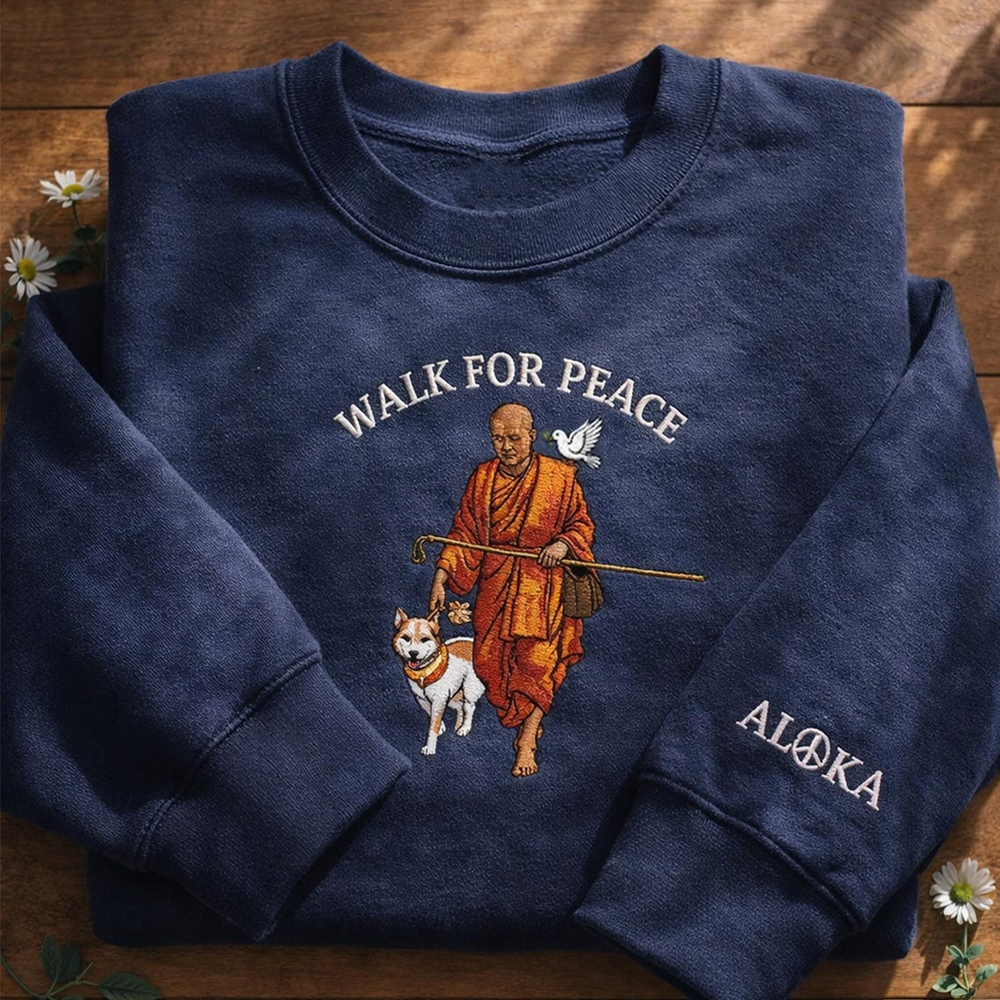Walk For Peace Monks With Aloka Dog Cozy Sweatshirt
