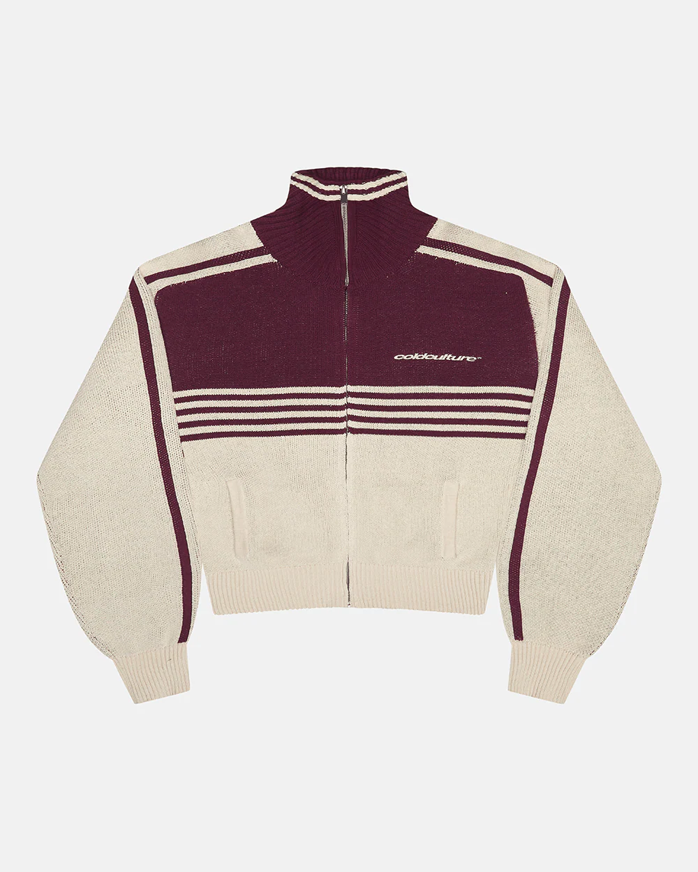 POWERLINE ZIP KNIT BEIGE & BURGUNDY