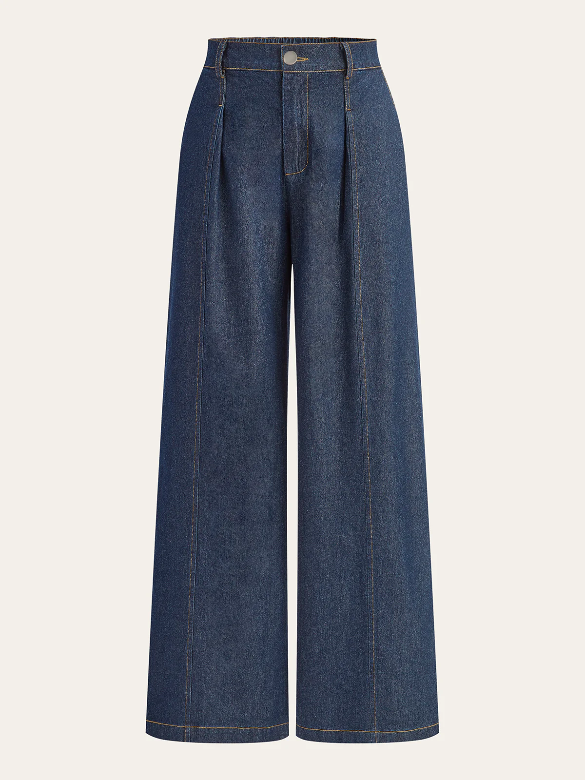 Mid-Waisted Wide-Leg Denim Pants