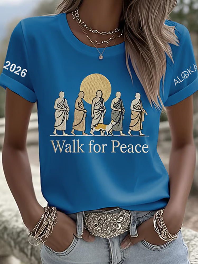 Retro 2026 Walk For Peace Print T-shirt