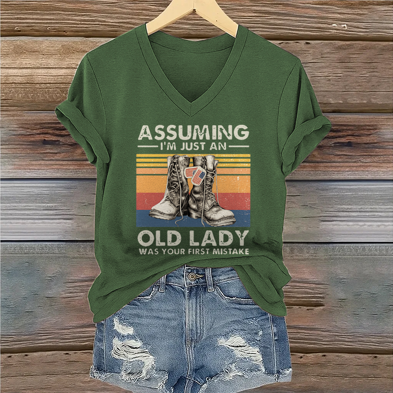 Women's Veteran Printed Casual Short Sleeve T-shirt