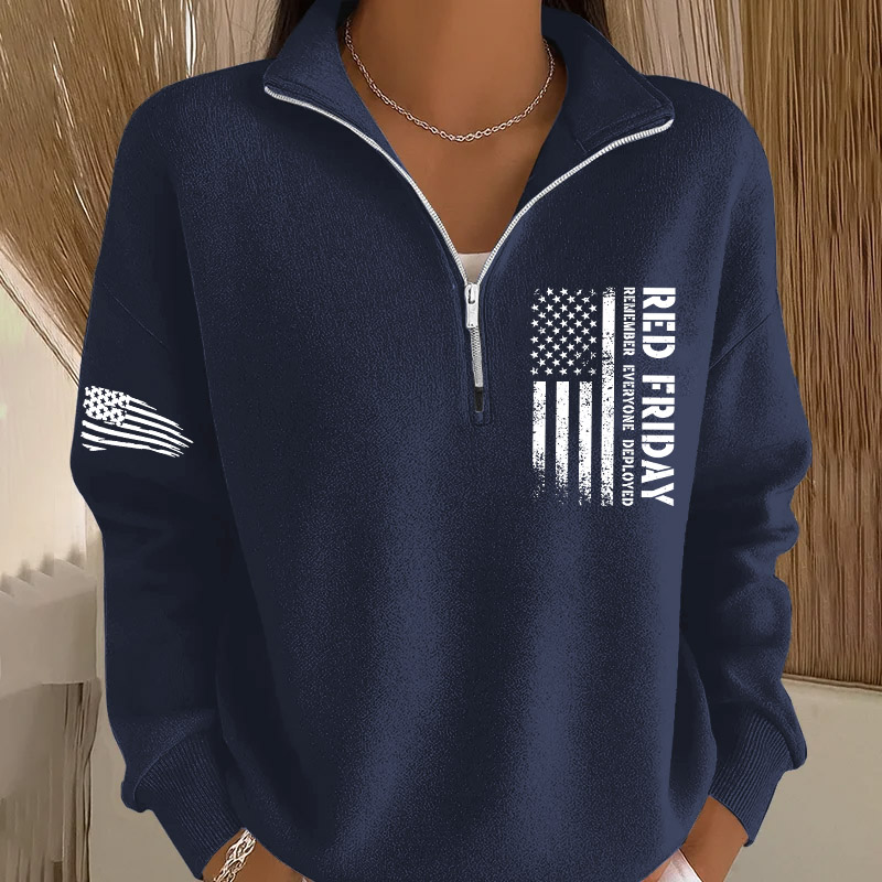 Women's Red Friday Printed Casual Sweatshirt