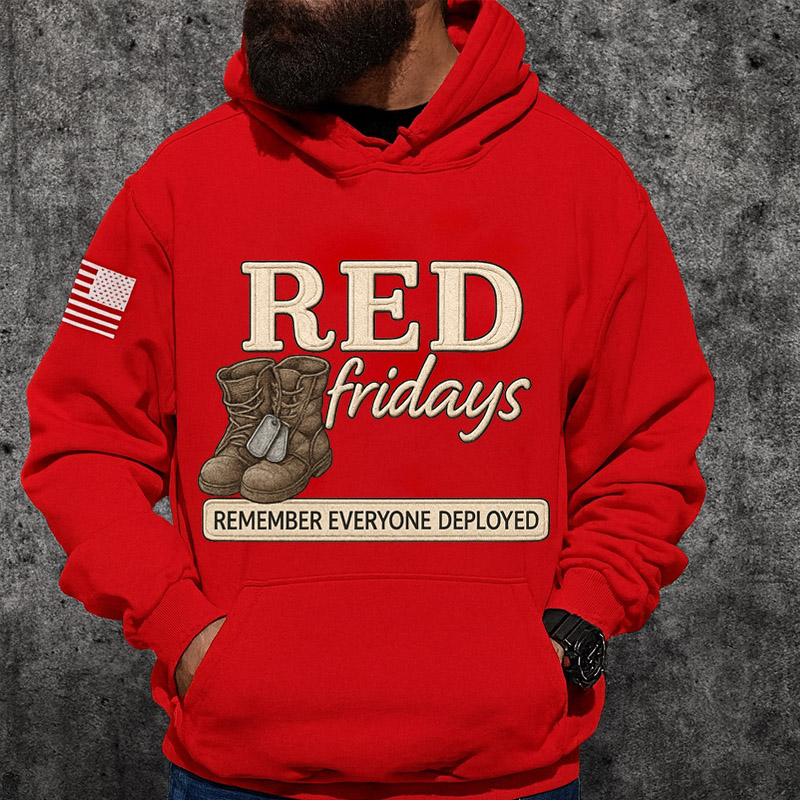 US Red Friday Printed Casual Men's Hooded Sweatshirt