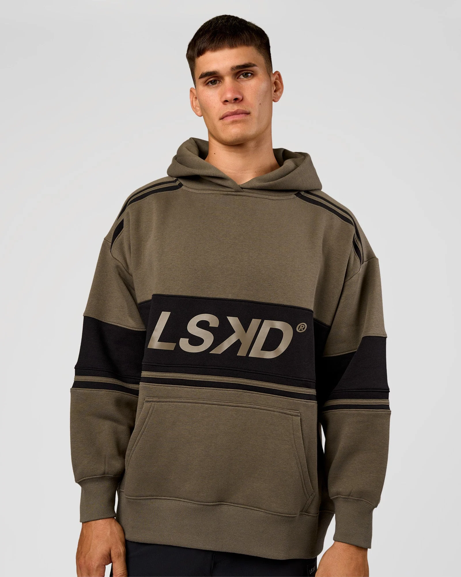 A-Team Oversized Hoodie - Walnut Grey-Caviar