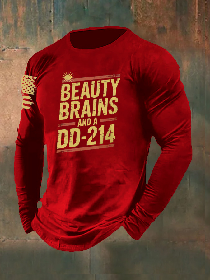Men's  Beautiful Brains And A DD214 Pattern Long Sleeve T-Shirt