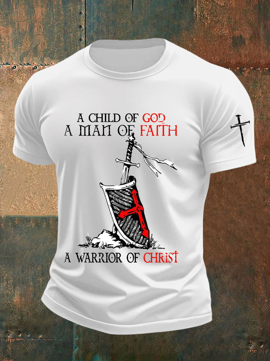 Men's A Man Of Faith Printed Casual T-shirt
