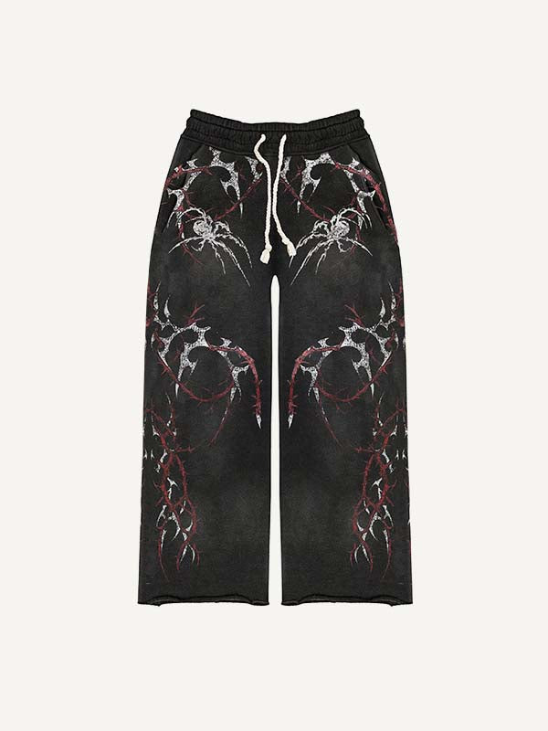 Graphic Print Elastic Waist Pants