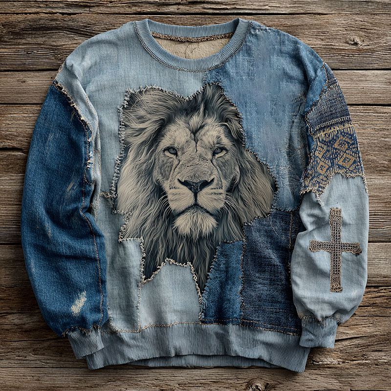 Faith Lion Print Casual Sweatshirt