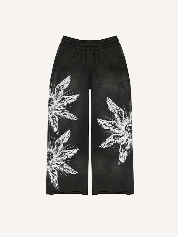 Eye&Wing Print Elastic Waist Pants