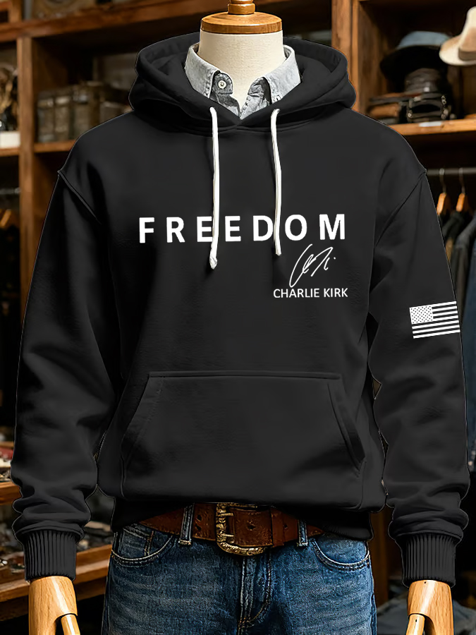 Men's Freedom Is Not Free R.I.P Charlie Kirk  Oversized Drop-Shoulder Hoodie with Pockets