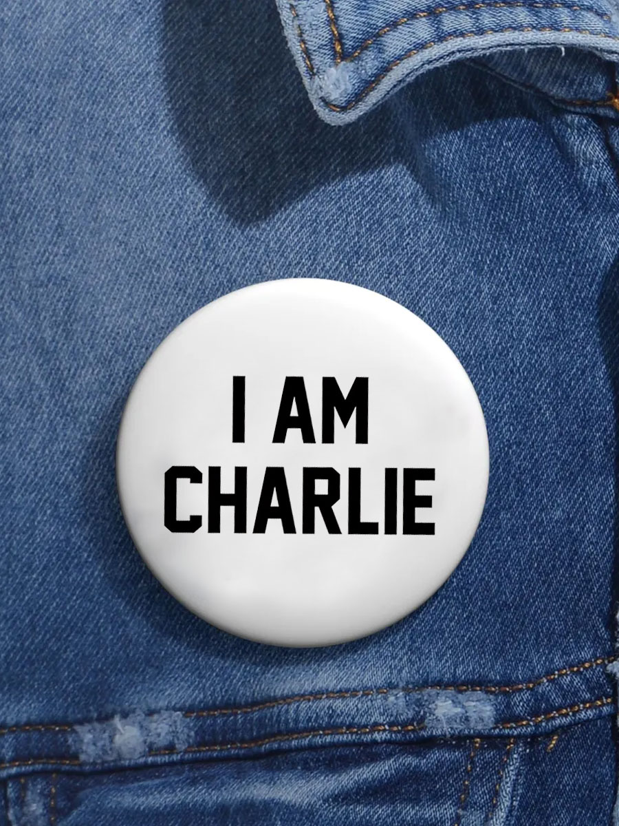 Unisex I Am Charlie Print Pins