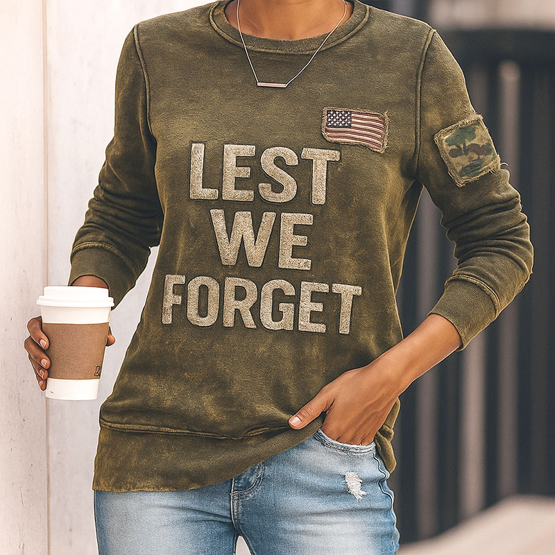 Memorial Day Lest We Forge Print Long Sleeve Sweatshirt
