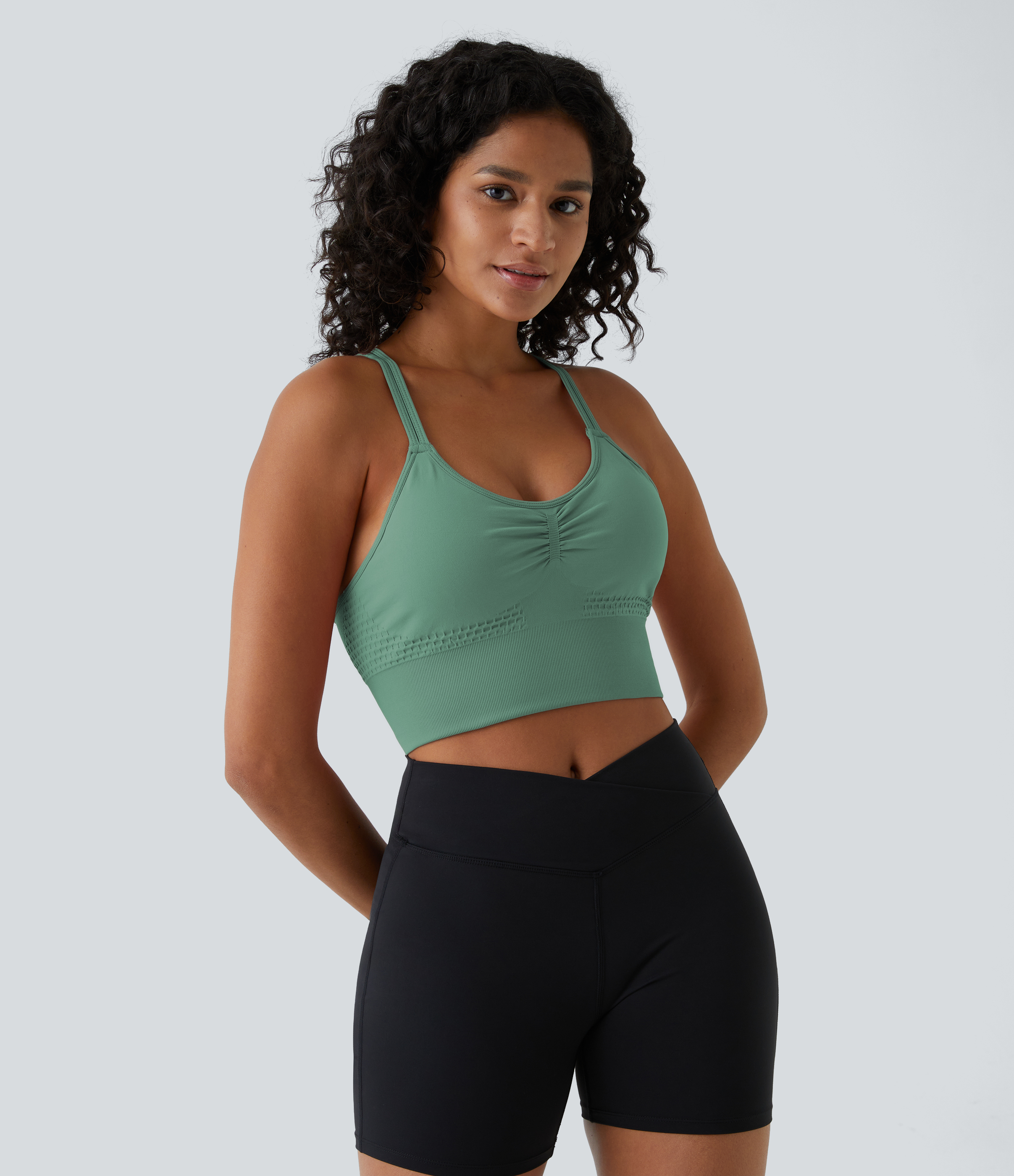 Seamless Flow Low Support Ruched Double Straps Sports Bra A-C Cups