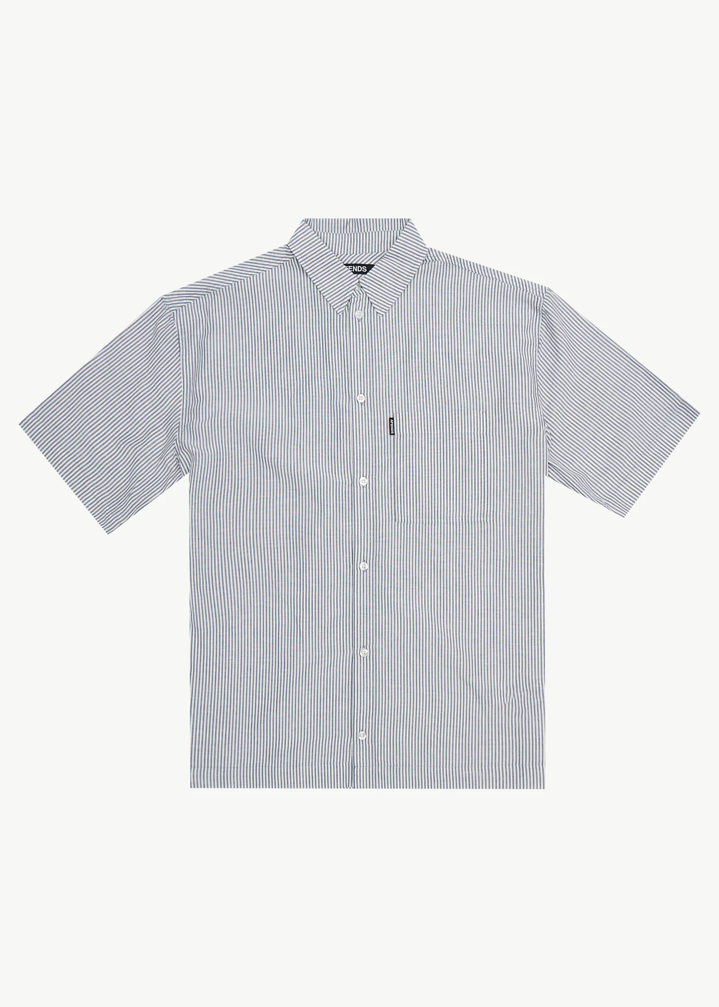 AFENDS Mens Intergalactic - Short Sleeve Shirt - Navy Stripe