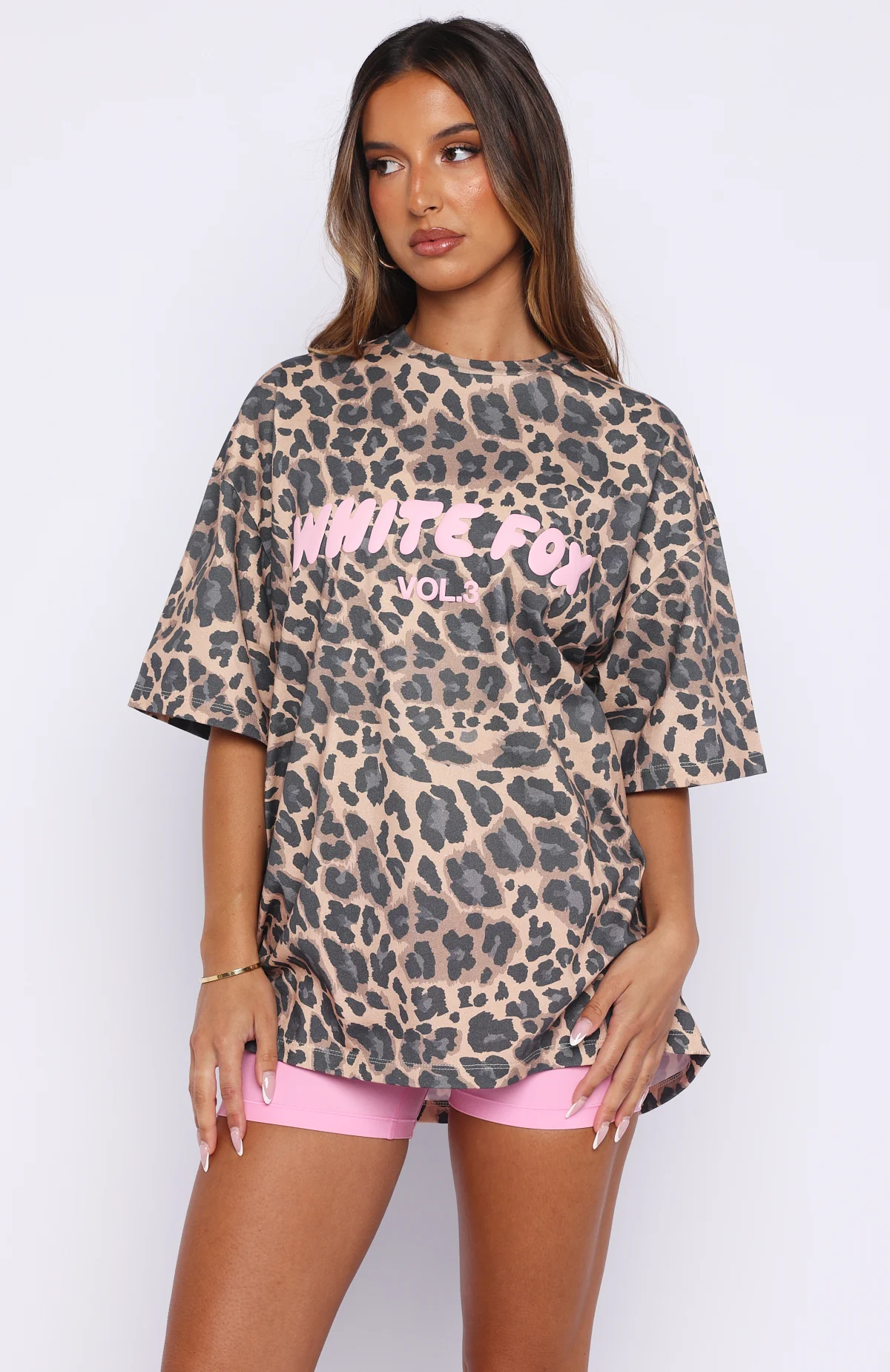 Offstage Printed Oversized Tee Dark Leopard