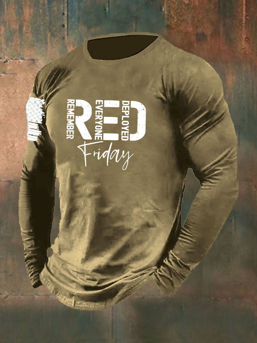 Red Friday Printed Long Sleeve Cotton T-Shirt
