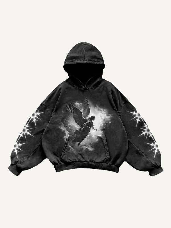 Angel Graphic Print Slant Pockets Hoodie