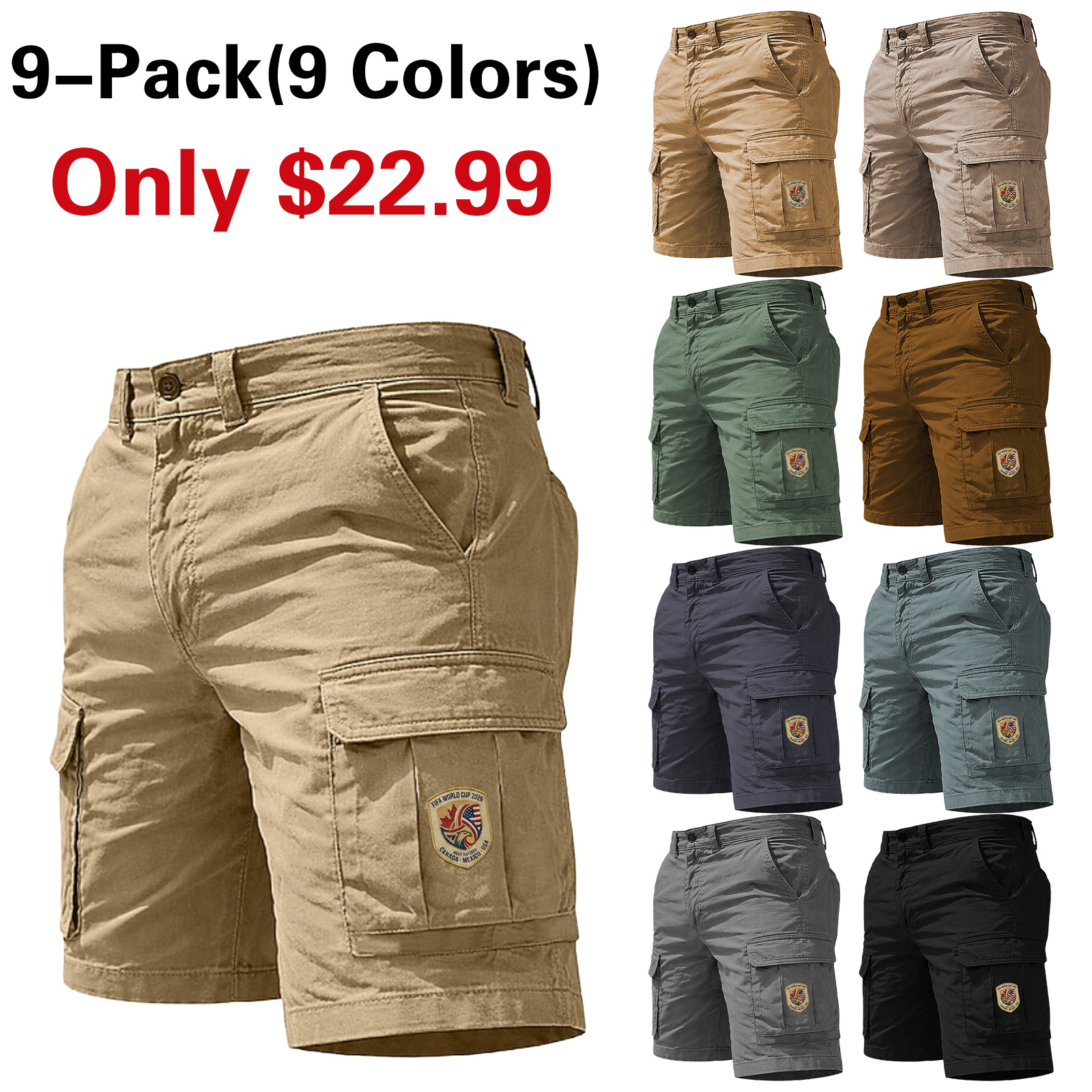 Men's Tactical Cargo Cargo Shorts Shorts Casual Shorts Pocket Plain Above Knee Casual Outdoor Streetwear Fashion Streetwear Dark Khaki Black Inelastic #122