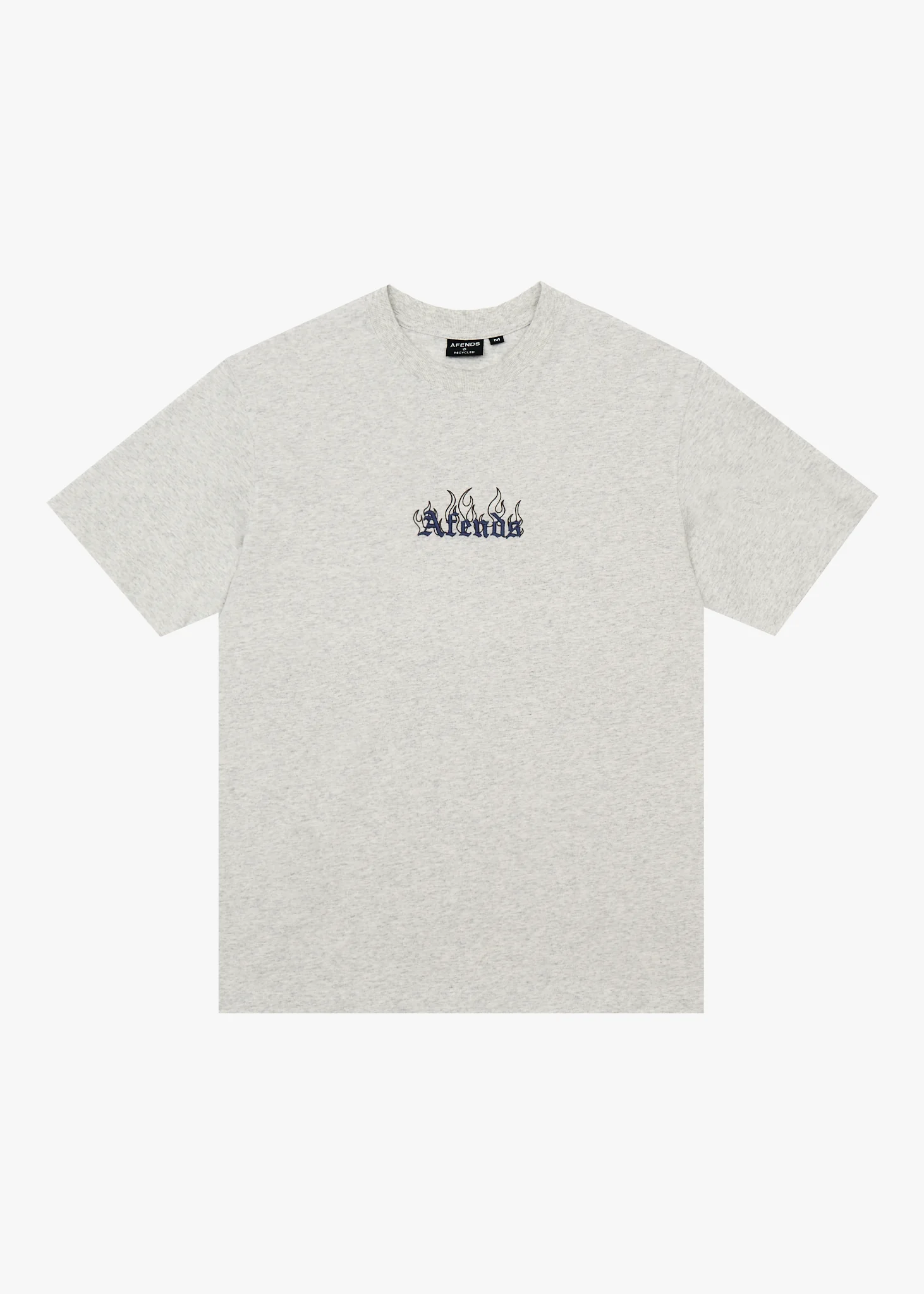 AFENDS Mens Temporal - Heavyweight Retro Tee - Grey Marle