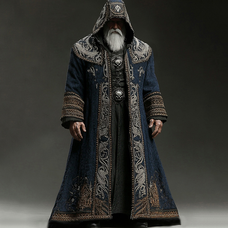 Men's Viking Celtic Pattern Contrast Hooded Cloak