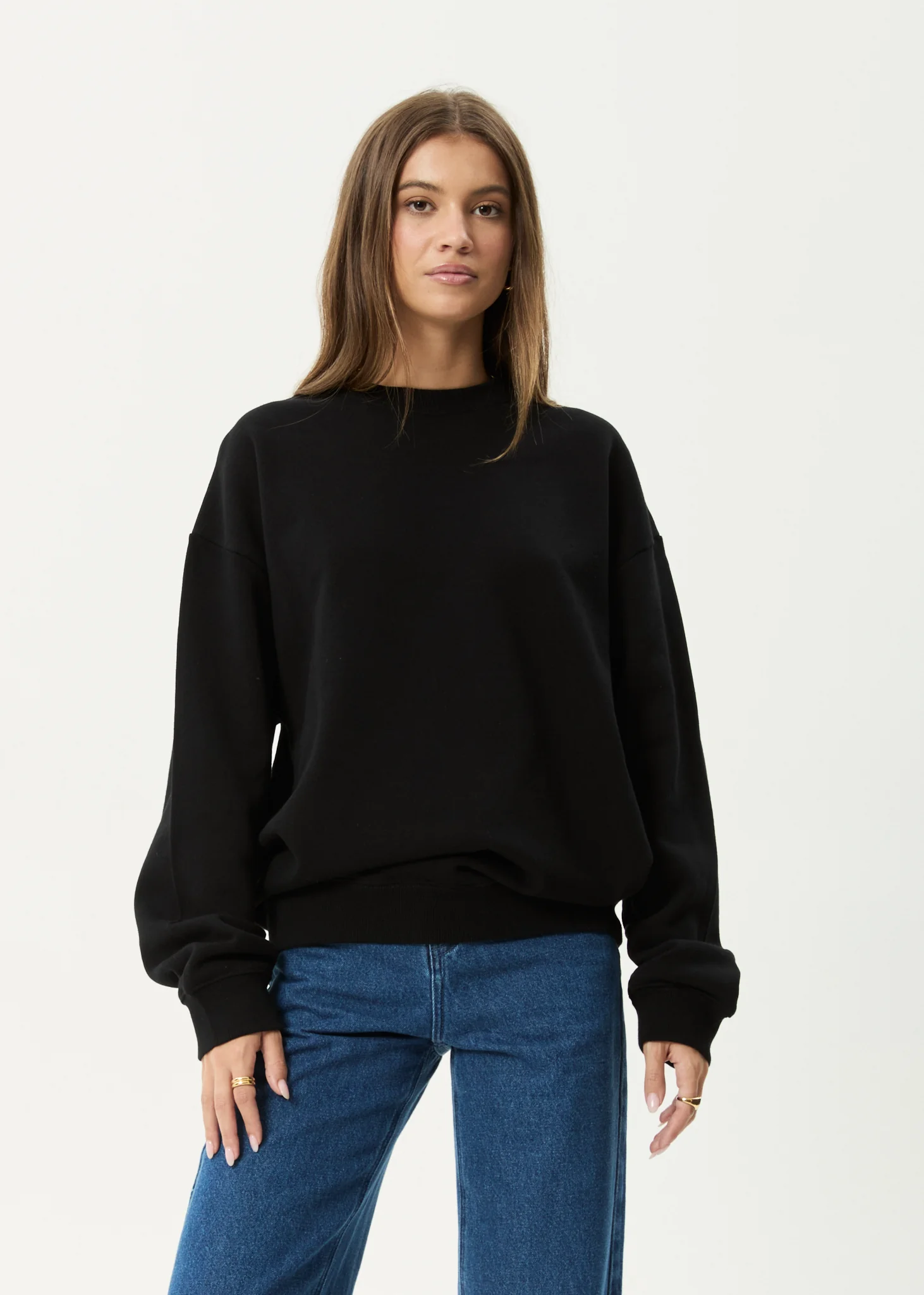 AFENDS Mens Genesis - Crew Neck Jumper - Black