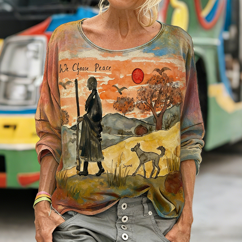 We Choose Peace And Walk For Peace Watercolor T Shirt