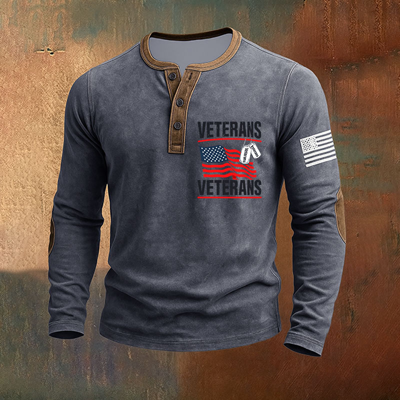 Veterans Print Long-Sleeved Henley