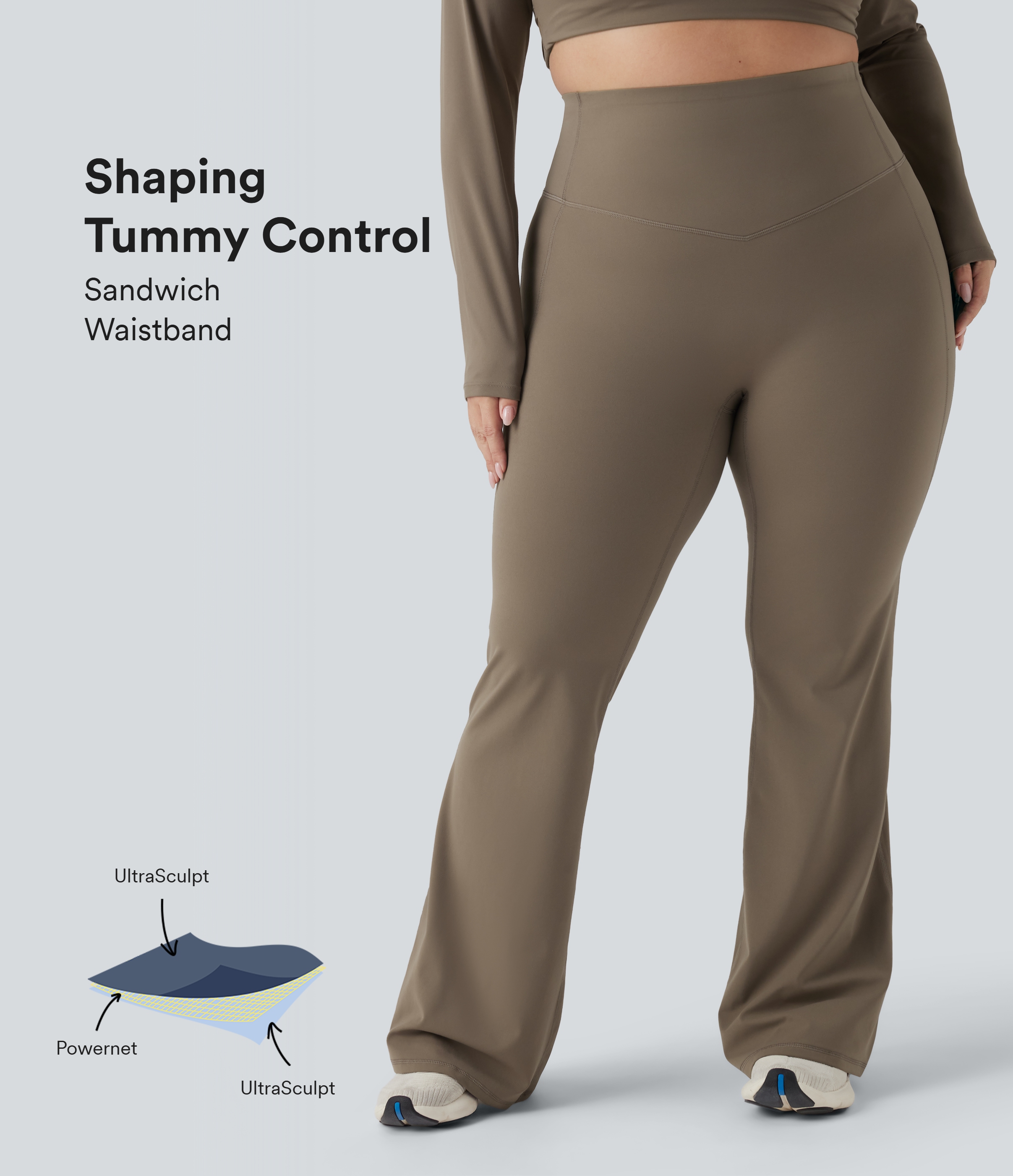 Halara UltraSculpt™ High Waisted Tummy Control Shaping Yoga Flare Plus Size Leggings