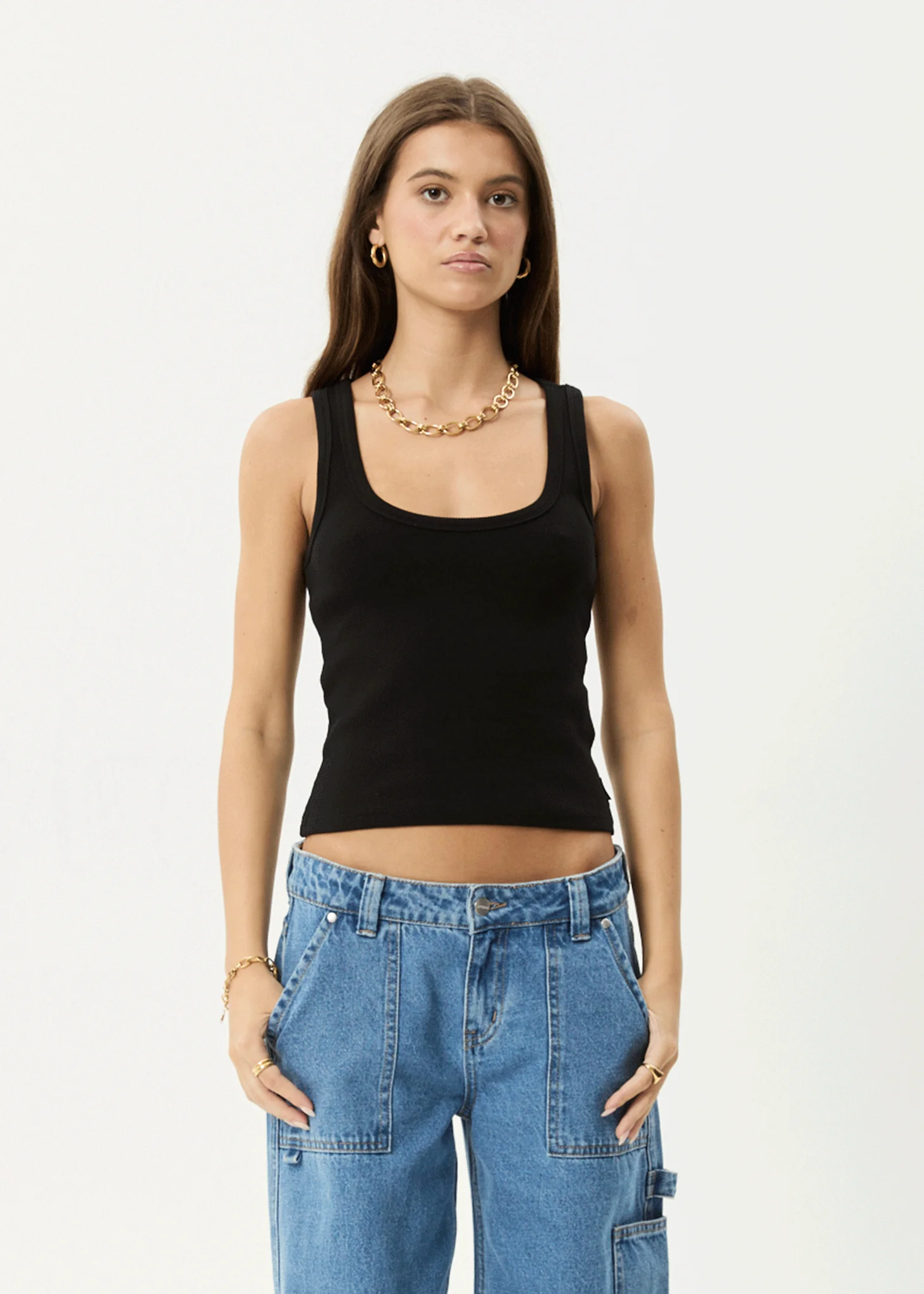 AFENDS Womens Layden - Rib Singlet - Black