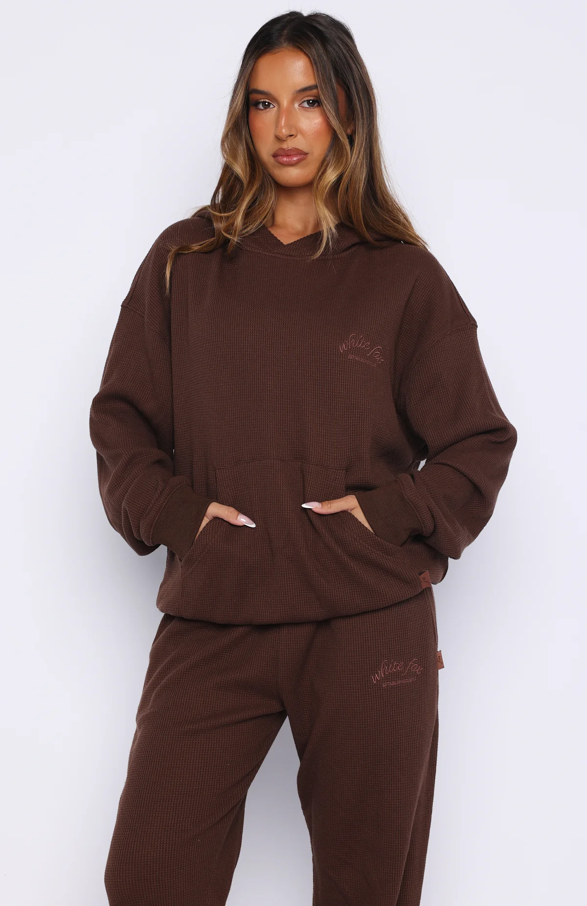 Moving Out Waffle Oversized Hoodie Chocolate