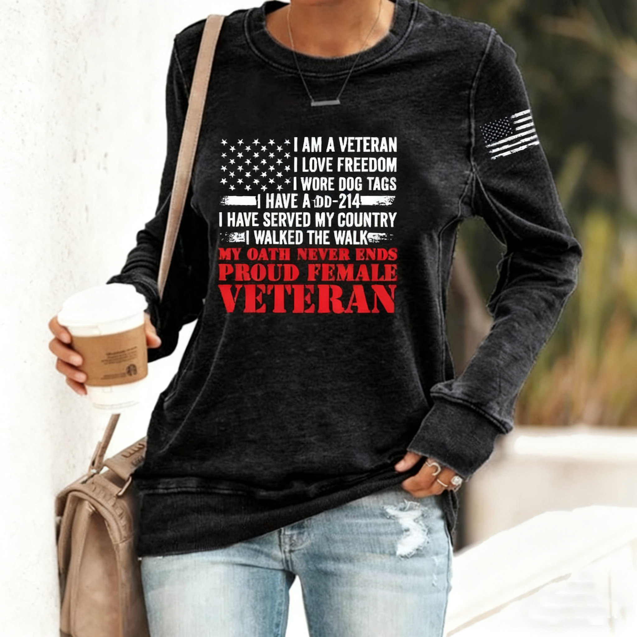 Women's Proud Female Veteran Print Sweatshirt