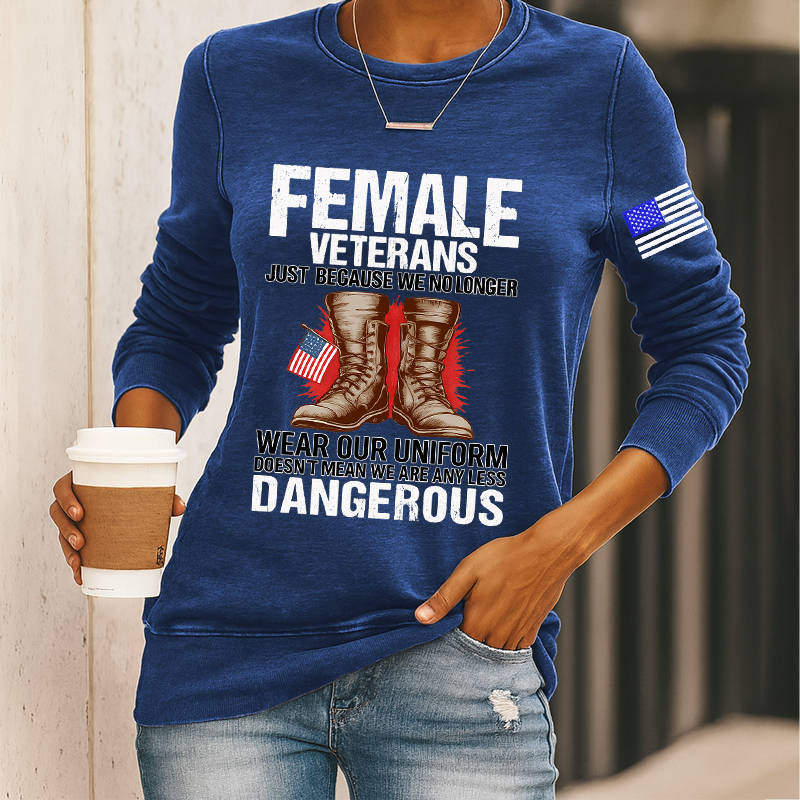 Women's Veteran Print Casual Sweatshirt