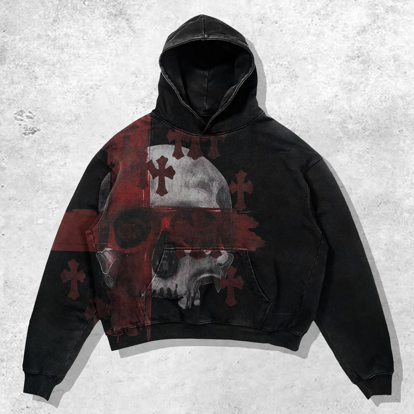 Cross and skull print hoodie