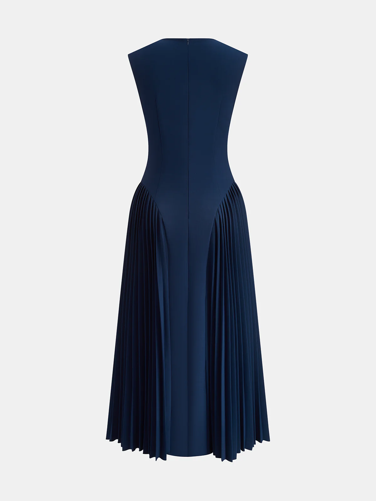 Sleeveless Fitted Pleated Maxi Dress