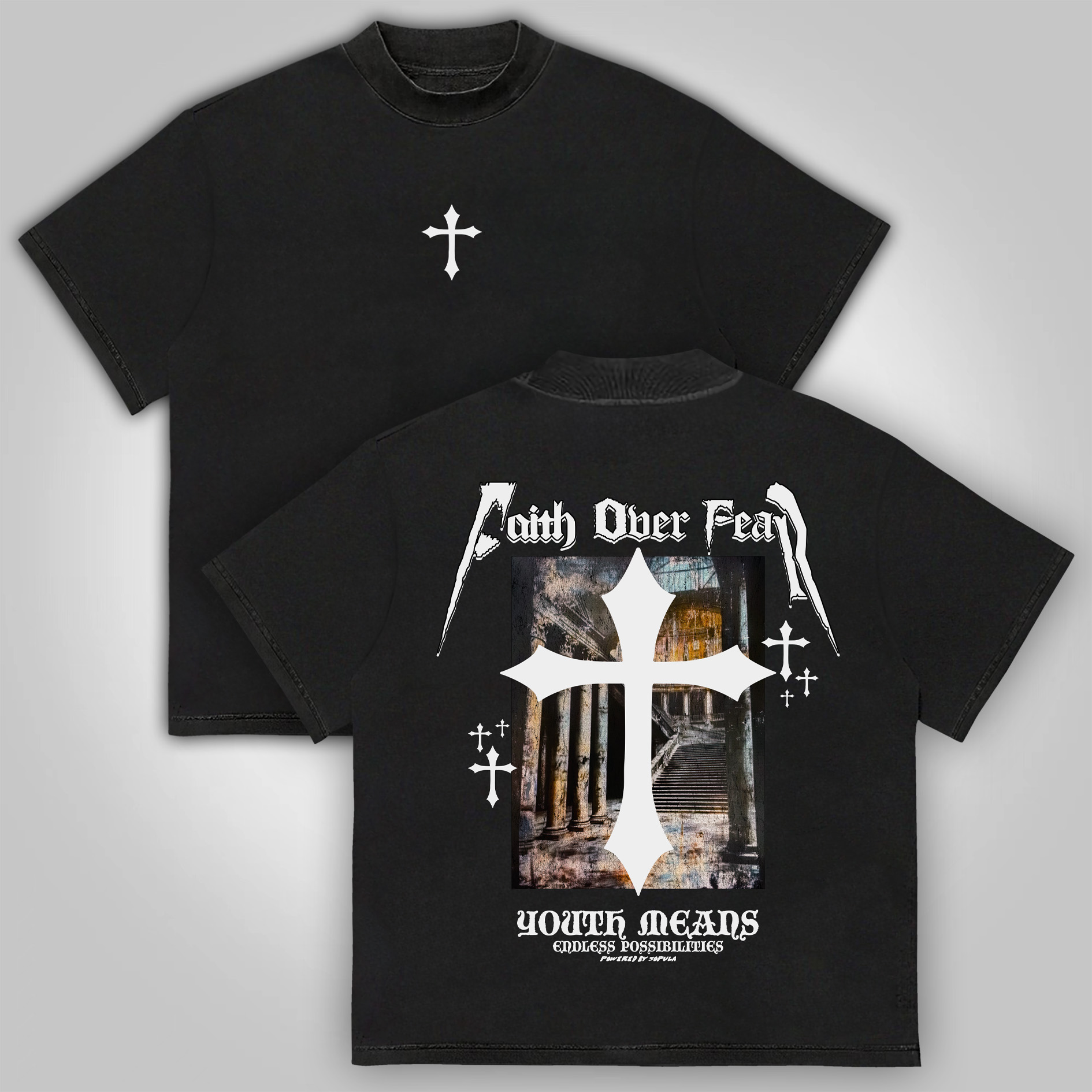 Faith Over Fear Oil Painting Print Printed T-Shirt