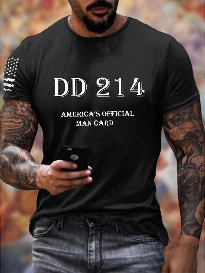 Men's DD214 America's Official Man Card Printed Casual T-Shirt
