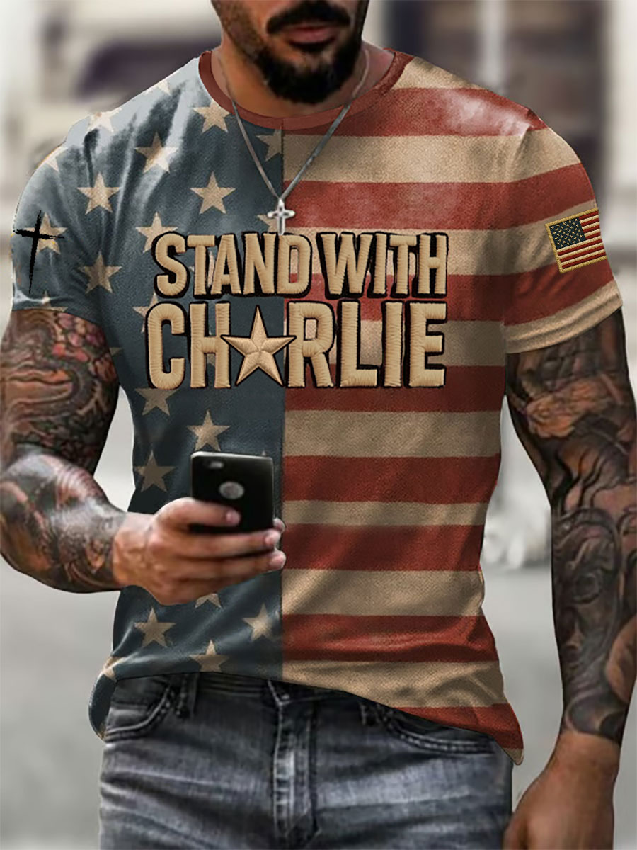 Men's Voice of Freedom Printed Casual T-shirt