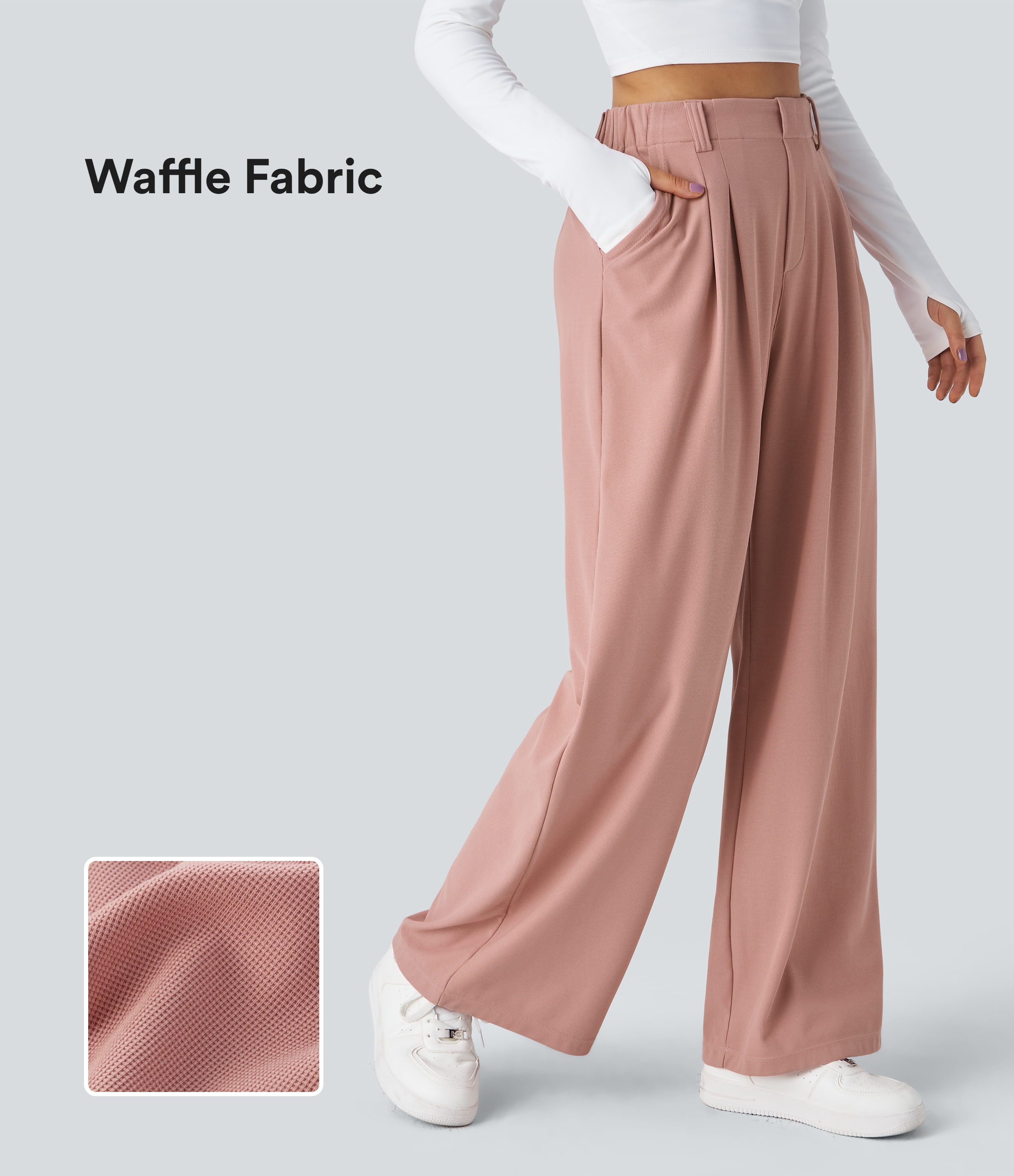 Halara Flex™ High Waisted Pocket Wide Leg Waffle Work Pants