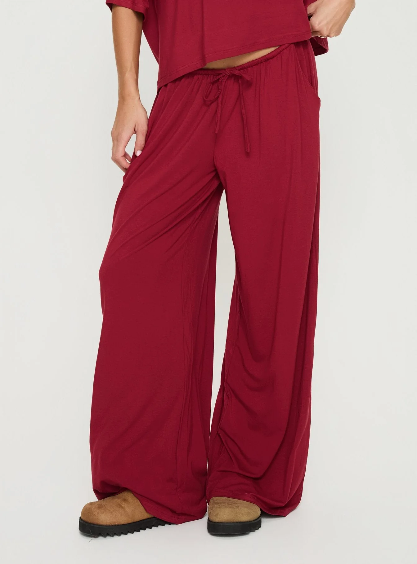 Cozy Hour Sleep Relaxed Pants Red