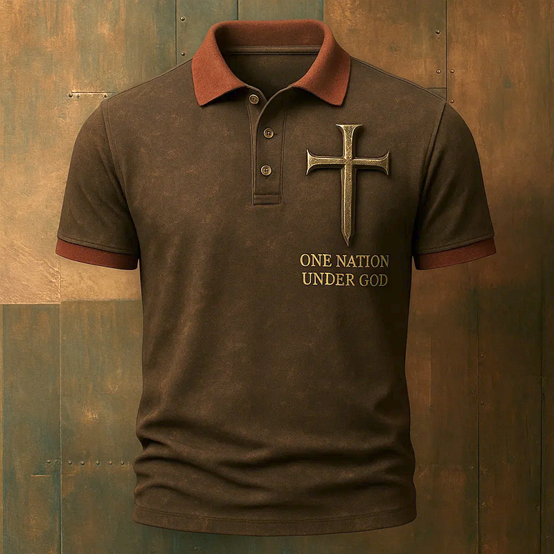 US Faith Print Casual Polo T-shirt