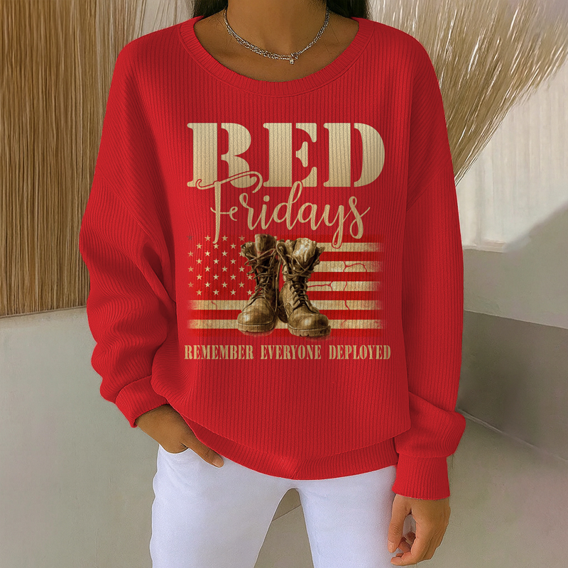 Women's Red Friday Printed Casual Sweatshirt