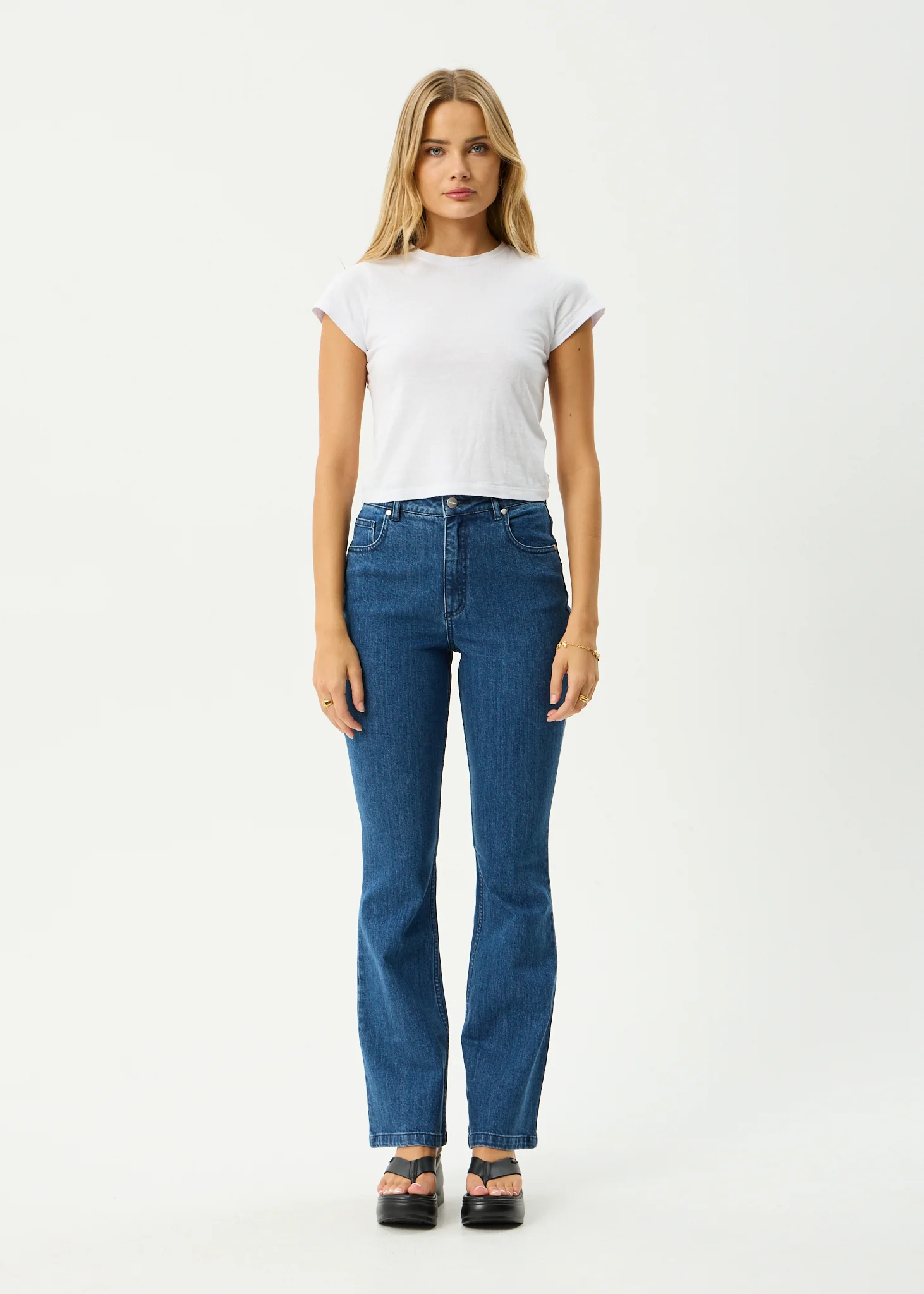 AFENDS Womens Cassidy - Bootcut Jean - Authentic Blue